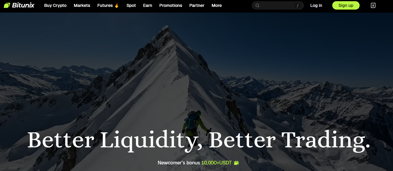 Bitunix handelsplatform met spot futures en copy trading