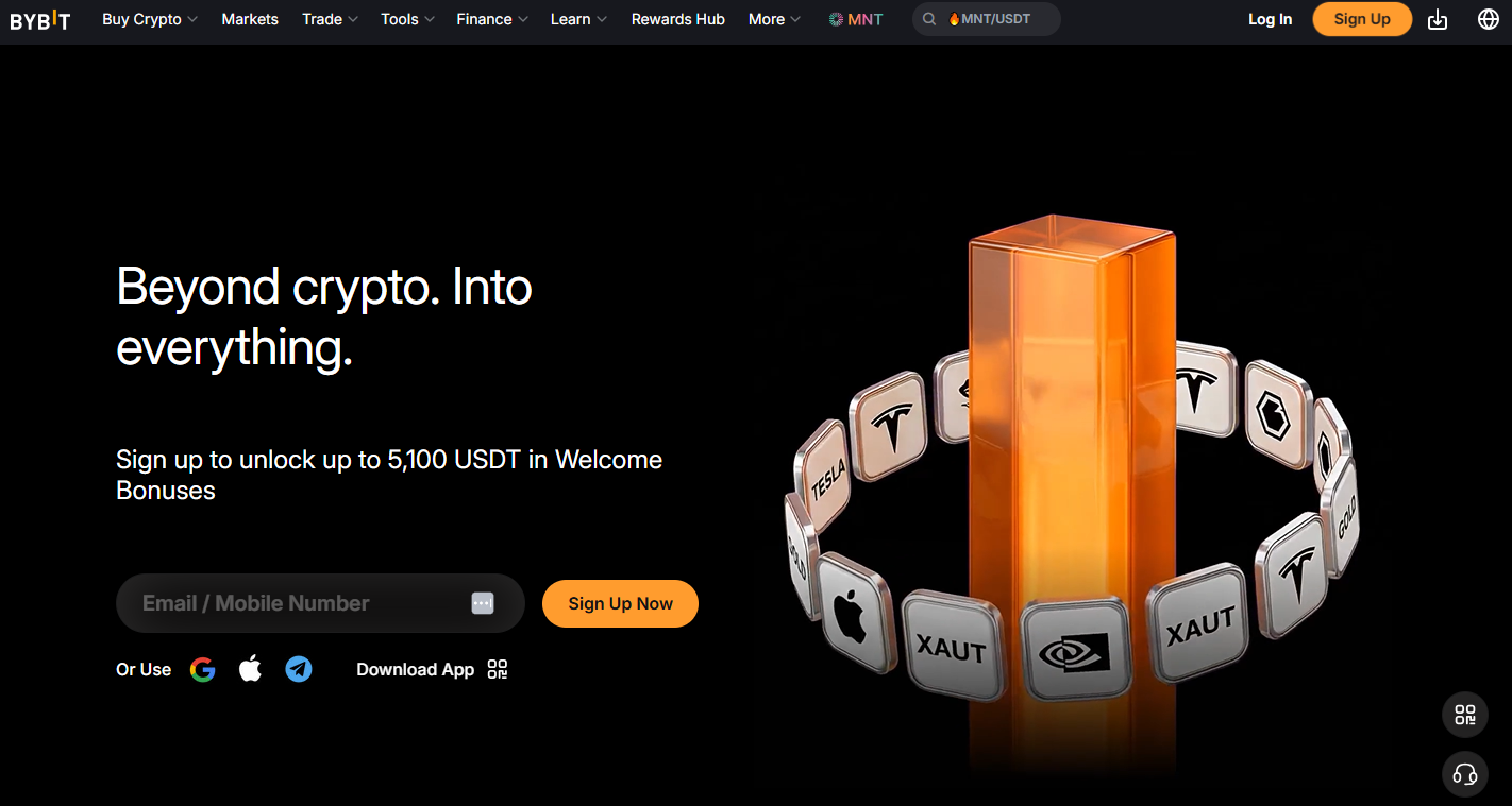 Bybit EU handelsplatform met spot trading en Earn producten